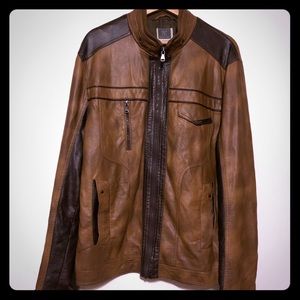INC Men’s Large Jacket. Tan & Brown non-leather.